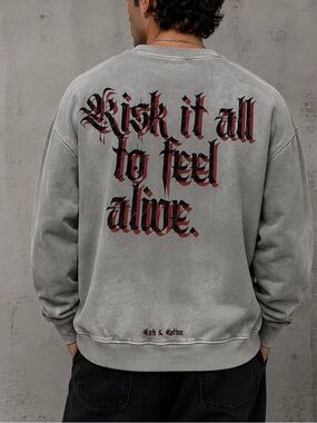 Rich & Rotten “Risk It All” men’s Gray washed Crewneck Sweatshirt size medium